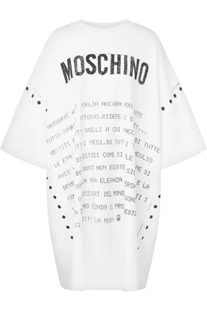 Moschino Kjole, Dame, Hvid, 2XS, Bomuld, Hvid Kjole med Frontprint