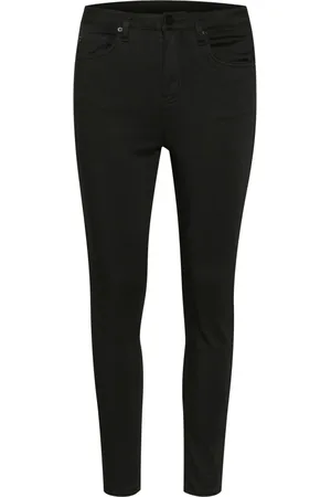 Kaffe Jeans, Dame, Sort, 3XL, Slim Fit High Waist Sorte Jeans