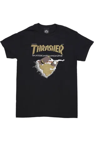 Thrasher Top, Herre, Sort, M, Uld, Sort Guld Tee Kortærmet T-shirt