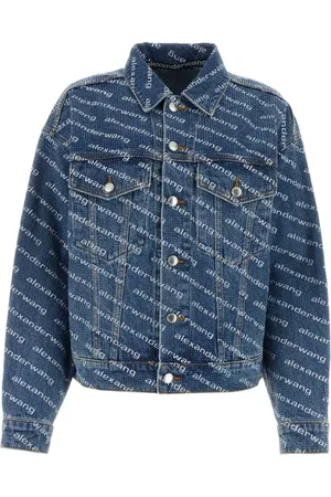 Alexander Wang Jakke, Dame, Blå, M, Uld, Stilfuld Oversize Trykt Denim Jakke