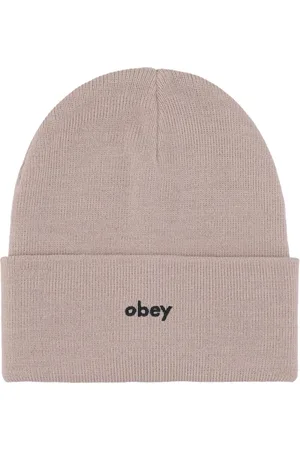 Obey Tilbehør, Herre, Grå, ONE SIZE, Uld, Ribbet Stræk Beanie Svampehat