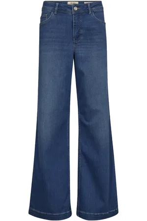 Mos Mosh Jeans, Dame, Blå, W28, Bomuld, Afslappet pasform højtalje deluxe jeans