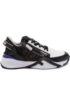 Fendi Sko, Herre, Flerfarvet, 44 EU, Læder, Flow Læder Sneakers Blå Sort Hvid