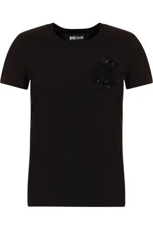 Roberto Cavalli Top, Dame, Sort, L, Bomuld, T-shirts og Polos
