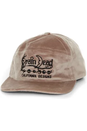 Brain Dead Tilbehør, Herre, Lyserød, ONE SIZE, Læder, Buet Front Panel Cap med Logo