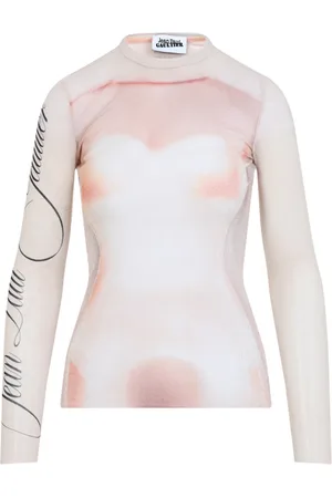 Jean Paul Gaultier Top, Dame, Flerfarvet, XS, Trykt Blegrosa Top 2026