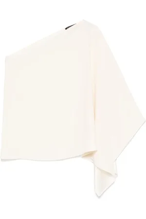 GIANLUCA CAPANNOLO Bluser & Skjorter, Dame, Hvid, M, Uld, Hvid One-Shoulder Draperet Top
