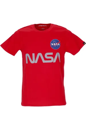 Alpha Industries Top, Herre, Rød, XL, Bomuld, Reflekterende Nasa T-shirt Rød
