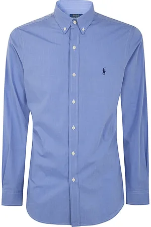Ralph Lauren Skjorte, Herre, Blå, 2XL, Bomuld, Blå Stribet Slim Fit Skjorte