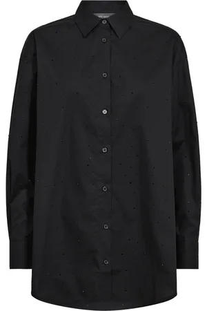 Mos Mosh Bluser & Skjorter, Dame, Sort, XS, Bomuld, Sort Rhin Skjorte med Lange Ærmer