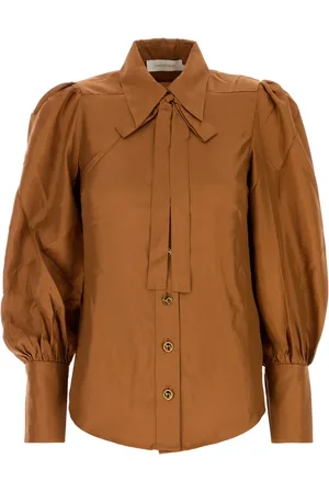 ZIMMERMANN Bluser & Skjorter, Dame, Brun, S, Uld, Illustration Blouson Skjorte