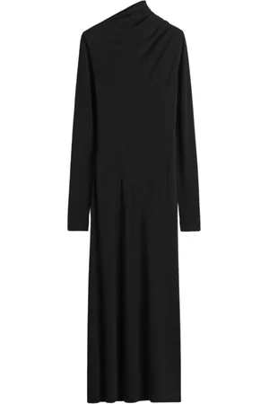 Totême Kjole, Dame, Sort, S, Asymmetrisk Draperet Jersey Kjole