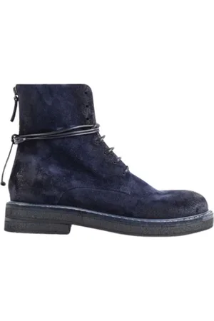 MARSÈLL Sko, Dame, Blå, 40 EU, Suede, Navy Lace-Up Suede Støvler