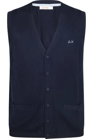 sun68 Jakke, Herre, Blå, L, Bomuld, Solid Vest