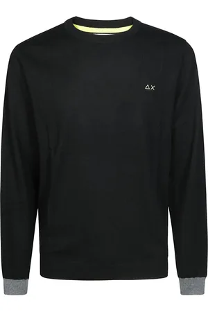 sun68 Strik, Herre, Sort, 2XL, Uld, Kontrast Rund Albue Stilfuld Top