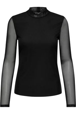 ONLY Top, Dame, Sort, XL, Polyester, Mesh Life Langærmet Top