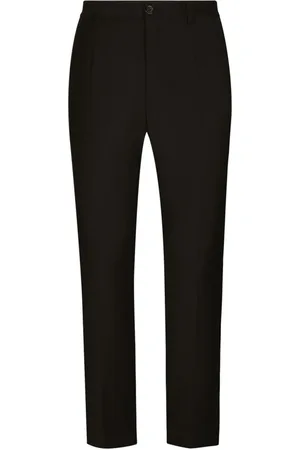 Dolce & Gabbana Bukser, Herre, Brun, 2XL, Uld, Brodere Logo Uld Kjole Bukser