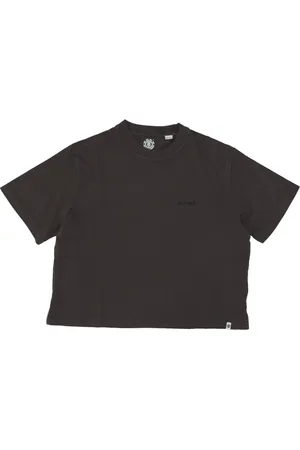 Element Top, Herre, Sort, M, Bomuld, Sort Cropped T-shirt med Logo Print