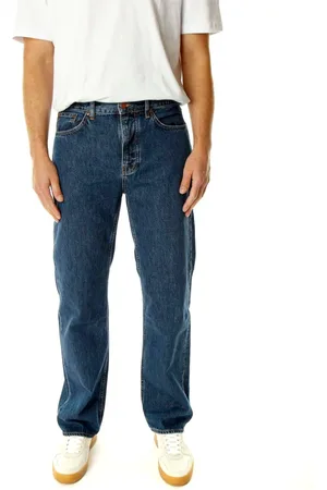 Nudie Jeans Jeans, Herre, Blå, W33 L30, Denim, Løstsiddende højtaljede jeans