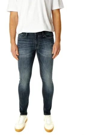 Denham Jeans, Herre, Blå, W34 L34, Læder, Slim Fit Mid Waist Jeans