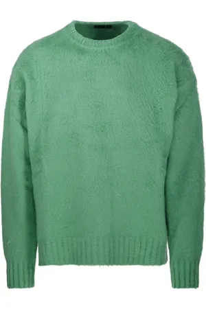 Roberto Collina Strik, Herre, Grøn, S, Bomuld, Grøn Rund Hals Sweater