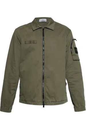 Stone Island Jakke, Herre, Grøn, L, Bomuld, Skjorte med logo