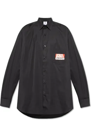 Vetements Skjorte, Herre, Sort, L, Bomuld, Skjorte med logo