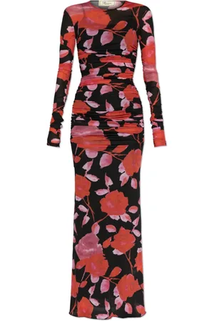 BLUMARINE Kjole, Dame, Rød, 2XS, Kjole med blomstermotiv