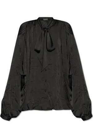 Balenciaga Bluser & Skjorter, Dame, Sort, S, Uld, Skjorte med slips