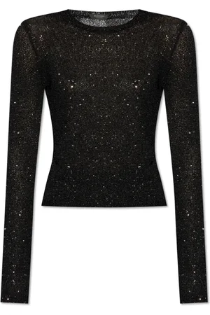 Balenciaga Top, Dame, Sort, XS, Tyl, Top med pailletkant