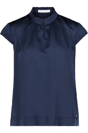 Betty & Co Bluser & Skjorter, Dame, Blå, 2XL, Uld, Kortærmet bluse