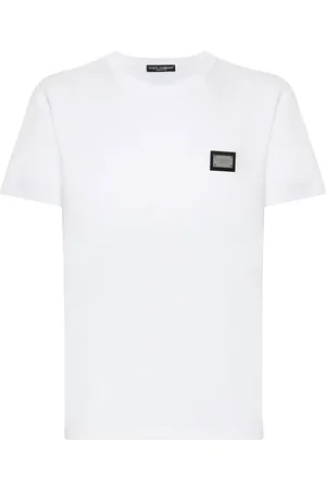 Dolce & Gabbana Top, Herre, Hvid, S, Bomuld, Hvid Bomuld Logo Plaque T-shirts
