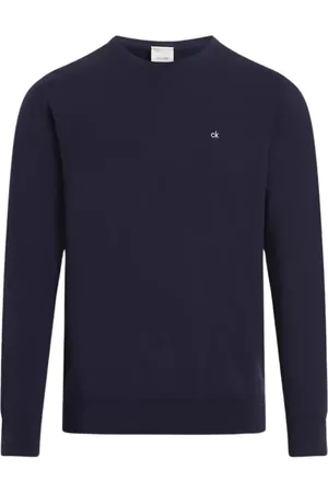 Calvin Klein Strik, Herre, Blå, M, Bomuld, Blå Sweater Moderne Stil Bomuld