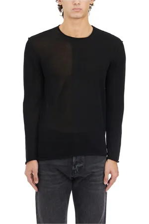 ISABEL BENENATO Strik, Herre, Sort, XL, Bomuld, Bomuld Crewneck Sweater