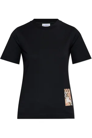 Burberry Top, Dame, Sort, XS, Bomuld, T-shirt med logo patch