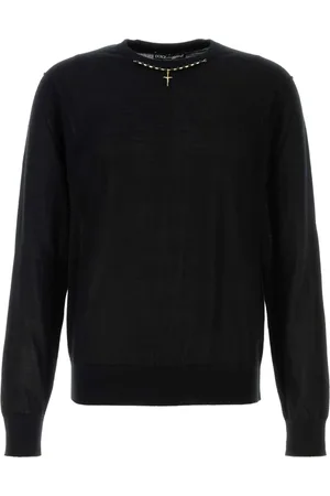Dolce & Gabbana Strik, Herre, Sort, M, Cashmere, Elegant Cashmere Sweater i Sort