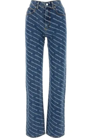Alexander Wang Jeans, Dame, Blå, W27, Uld, Stilfulde trykte denim jeans