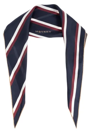 Alexander McQueen Tilbehør, Dame, Blå, ONE SIZE, Uld, Silketørklæde