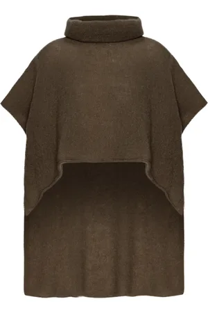 American Dreams Strik, Dame, Brun, ONE SIZE, Uld, Mørkebrun ærmeløs rullekrave poncho