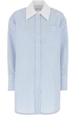 CO Bluser & Skjorter, Dame, Blå, XS, Broderet Oversize Poplin Skjorte
