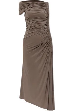 Alaïa Kjole, Dame, Brun, XS, Uld, Kjole med drapering