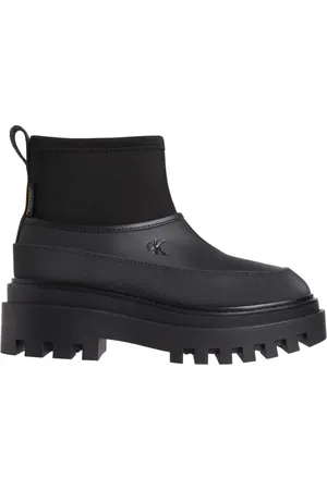 Calvin Klein Sko, Dame, Sort, 38 EU, Uld, Lave Flatform Sorte Regnstøvler