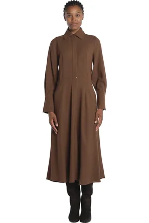 Crida Milano Kjole, Dame, Brun, XS, Uld, Silke Ribbed Brun Kjole