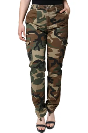 Dolce & Gabbana Bukser, Dame, Flerfarvet, 3XS, Bomuld, Multifarvet Cargo Bukser med Logo Detaljer