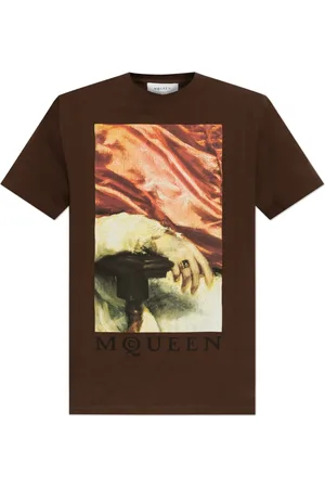 Alexander McQueen Top, Herre, Brun, S, Bomuld, T-shirt med print