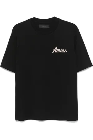 AMIRI Top, Herre, Sort, L, Bomuld, Sort Crew Neck T-shirt med Logo