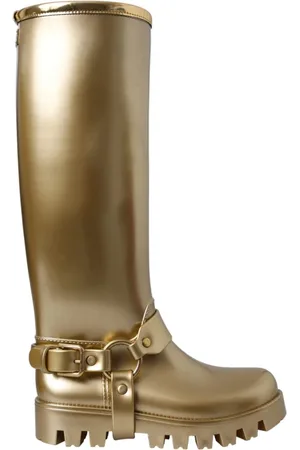 Dolce & Gabbana Sko, Dame, Gul, 39 EU, Uld, Gyldne PVC regnstøvler