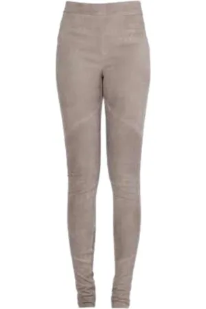ISABEL BENENATO Bukser, Dame, , S, Læder, Taupe Suede Læder Leggings Dl04 88