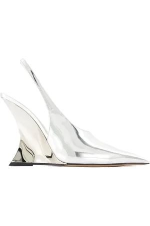 PARIS TEXAS Sko, Dame, Grå, 37 EU, Læder, Sølv Glitter Slingback Pumps