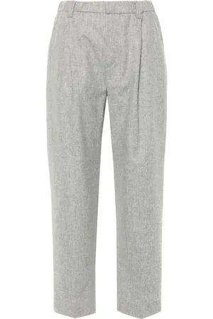 Brunello Cucinelli Bukser, Dame, Grå, XS, Uld, Lys Grå Uld Cashmere Bukser